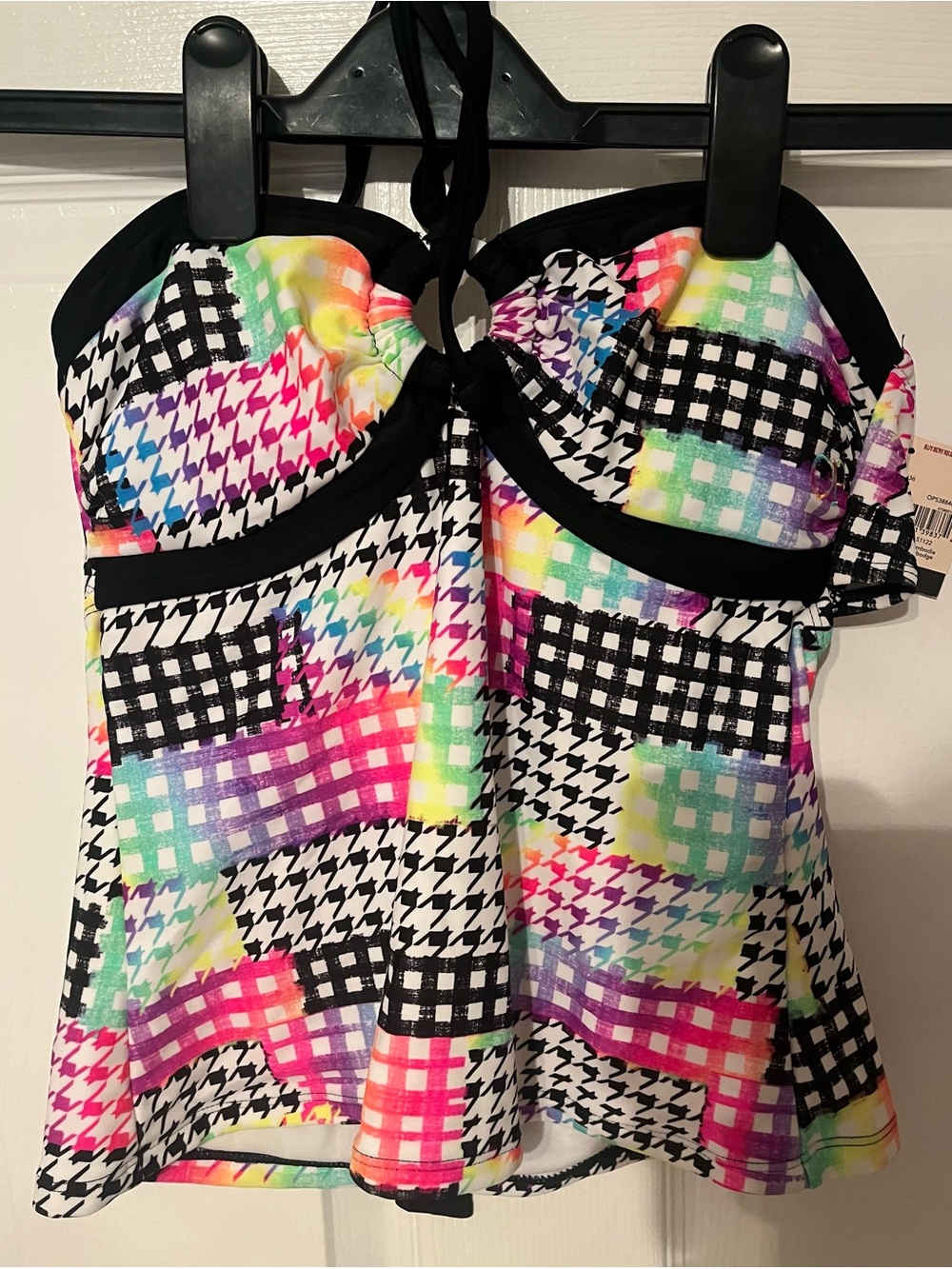 OP Colorful Patchwork Halter Tankini Swim Top | Size Small | NWT